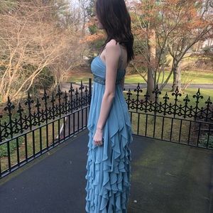 Light blue prom or pageant dress with ruffles